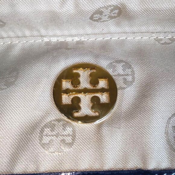 Tory Burch Woven Navy Leather Clutch - Picture 10 of 10